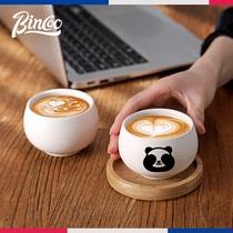 Bincoo咖啡杯拉花专用杯子熊猫陶瓷精致手握蛋杯拉花缸套装拿铁杯