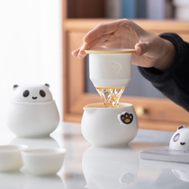 熊猫快客杯一壶三杯户外便携式茶具旅行套装一人随身办公室泡茶杯