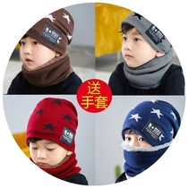 2023中童小孩两件简单小女孩儿童帽子围巾一体时尚男童韩版秋冬少
