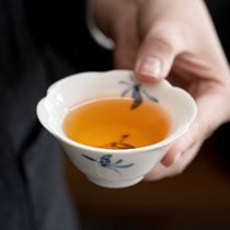 手绘兰花陶瓷茶杯品茗杯主人杯家用功夫茶具釉下彩喝茶杯单杯茶盏