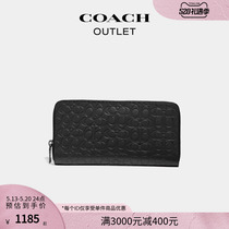 【520礼物】COACH/蔻驰奥莱男士经典标志旅行钱包黑色