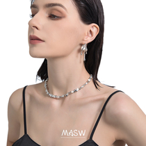 MASW麻秀原创设计个性小众碎银子串珠项链珍珠拼接轻奢简约锁骨链