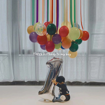 女宝宝一周岁生日装饰场景布置数字气球拍照道具用品男宝儿童汽球
