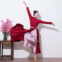 花与影灯火里的中国舞蹈服装新款广场舞双面穿大摆裙跳舞长裙套装