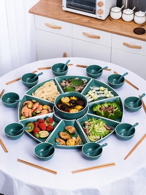 陶瓷拼盘餐具过年家用中式圆桌摆盘扇形餐盘火锅盘子套装组合