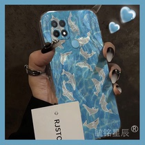 新款蓝色海豚适用OPPOA32手机壳A35透明A11硅胶的A11s镭射A11x羽纱A9小众ins风A9x创意保护套高级感可爱个性