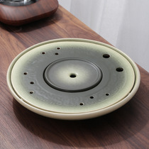 日式复古茶盘陶瓷干泡盘储水式茶海茶台家用大号茶台干泡台带排水