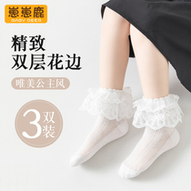 女童袜子夏季薄款儿童拉丁舞专用女孩蕾丝花边公主袜春季白色短袜
