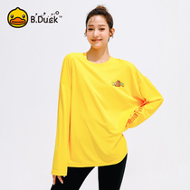 B.Duck运动速干T恤女2023新款瑜伽服跑步健身宽松长袖显瘦t恤上衣