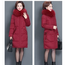 JA12加大码中老年韩版棉衣女中长款新款妈妈装羽绒棉服棉袄外套