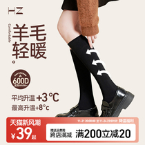 HZ袜子羊毛小腿袜女秋冬季小腿袜压力jk显瘦加厚保暖黑色中筒袜子