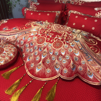 中式婚房大红色刺绣婚庆四件套陪嫁结婚婚礼喜被子床上用品十件套
