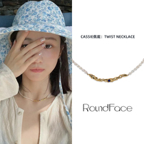 Cassie同款预售RoundFace23SS潜意识绳结金属挂坠配天然珍珠项链