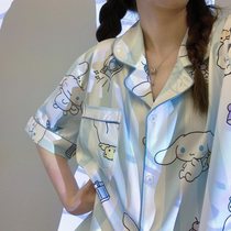 玉桂狗睡衣女夏冰丝日系短袖卡通薄款夏季套装ins甜美学生家居服