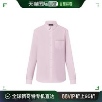 欧洲直邮LV/路易威登24新款 男士粉色棉质短尖领配刺绣贴袋长袖衬