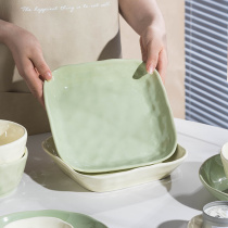 盘子菜盘家用深盘方盘陶瓷餐具碗碟套装家用2023新款碗碟子餐盘