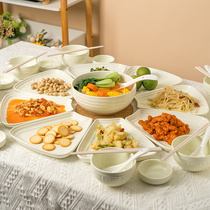 年夜饭拼盘餐具组合盘子菜盘家用奶油风碗盘筷过年团圆桌碗碟套装