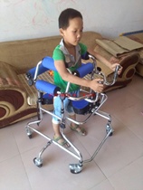 助锻炼残疾人儿童轮康复学高低。折叠麻痹行车带器脑Q可调助步瘫
