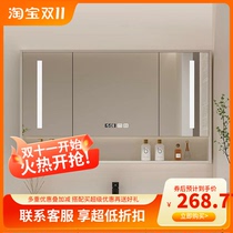 新款奶油风智能浴室镜柜单独挂墙式卫生间镜子柜置物架收纳储物柜