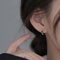 s925银黑色爱心耳圈女2022年新款潮轻奢小众设计耳环夏耳饰高级感