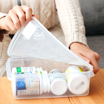 日本进口化妆品收纳盒子桌面塑料带盖杂物收纳整理盒防尘储物盒
