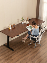 实木电动升降电脑书桌长北美黑胡桃木办公家用客厅工作台桌子定制