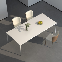 德利丰岩板餐桌家用小户型轻奢现代简约奶油风白色岛台饭桌椅组合