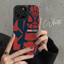 欧美漫威蜘蛛钢铁侠适用IPhone14/13promax新款苹果15手机壳12创意个性男女款11全包小羊皮硅胶软XSMAX/XR套
