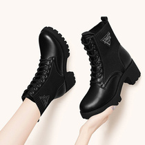 马丁靴女2020秋冬季新款短靴女厚底时尚粗跟女鞋英伦风女士皮靴高