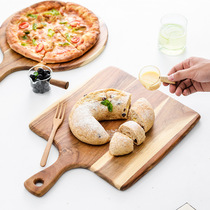 木质披萨板圆形点心水果切菜砧板西餐面包牛排实木托盘