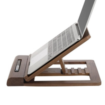 笔记本电脑折叠支架桌面散热可平板托架胡桃木架升降实木便携