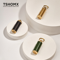 TSHOMX复古简约 植鞣头层牛皮 钥匙扣便携煤油打火机油壶