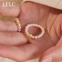 LELC转运珠施家珍珠戒指女款经典弹力绳指环素圈时尚小众食指戒指