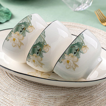 釉中彩陶瓷碗家用吃饭的碗新中式加厚防烫面碗可微波碗碟餐具套装
