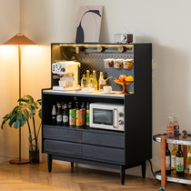 新款北欧实木餐边柜黑色咖啡柜茶水柜洞洞板烤箱微波炉柜收纳柜储