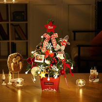 圣诞树摆件小盆栽迷你带灯发光办公柜台吧台桌面装饰节日氛围装扮