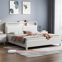 北欧实木床1.8米奶油白色现代简约双人床1.2/1.5小户型储物床婚床