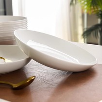高档骨瓷盘子家用圆形菜盘饭盘简约深盘纯白釉下彩微波炉陶瓷餐具