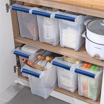厨房收纳筐家用带滑轮收纳盒透明塑料橱柜窄长型抽拉整理箱储物盒