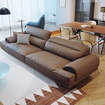 真皮沙发意式极简客厅小户型直排三人位组合新款头层牛皮L型沙发