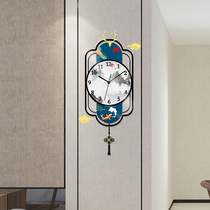个性创意挂墙钟表现代简约静音时钟中式艺术挂钟客厅家用时尚轻奢