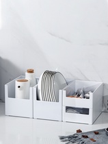 桌面收纳盒长方形分类收纳筐厨房储物盒抽屉杂物碗筷勺塑料整理篮