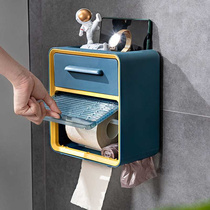 北欧免打孔壁挂浴室卫生间纸巾盒厕所纸巾架轻奢卷纸盒防水置物架