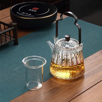 高硼硅玻璃茶壶耐热条纹提梁煮茶壶家用电陶炉专用蒸茶壶大容量壶