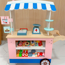 儿童冰淇淋店玩具木质仿真雪糕冰激凌售卖车摊女孩过家家宝宝礼物