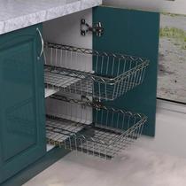 厨房橱柜DIY多层调料单层不锈钢拉篮置抽屉式碗碟整理收纳架子