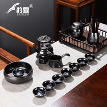 懒人功夫自动茶具套装家用陶瓷全自动泡茶器石磨黑砂茶杯简单高端