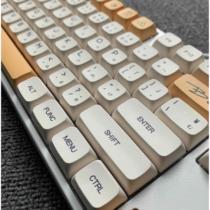 奶黄包机械键盘复古风简约清新女生红轴茶轴办公游戏87键XDA蜂蜜