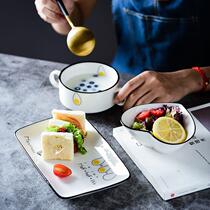 碗碟套装家用一人食餐具早餐碗创意盘子日式陶瓷 ins网红北欧碗盘