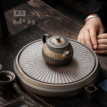 复古陶瓷茶盘家用功夫茶具套装用喝茶复古台茶海圆形茶托盘干泡台